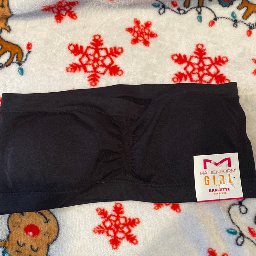 NWT Girls Maidenform Bralette Black Strapless XL
